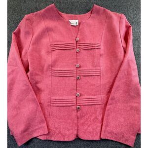 Periwinkle Blazer Women's 14 Pink Floral Long‎ Sleeve Button Front Suit Jacket